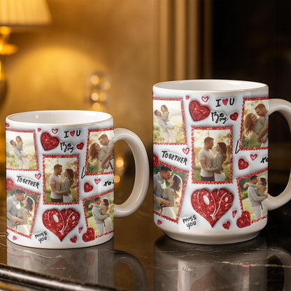 I Love You Be My Love With Hearts And Couple Photos - Personalized Custom Coffee Mug - CPL1223_MG