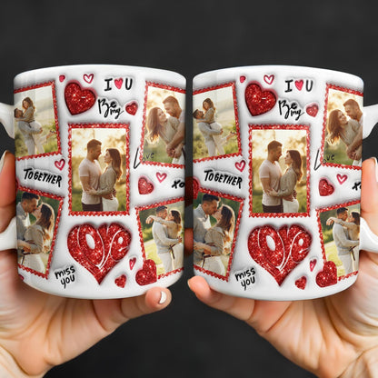 I Love You Be My Love With Hearts And Couple Photos - Personalized Custom Coffee Mug - CPL1223_MG