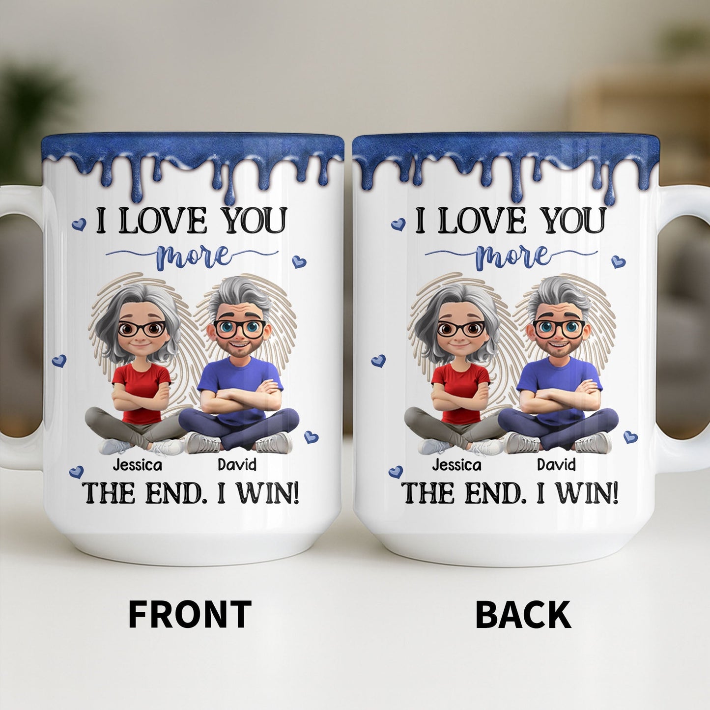 I Love You More, The End I Win, Cartoon Couple - Personalized Custom Coffee Mug - CPL1231_MG