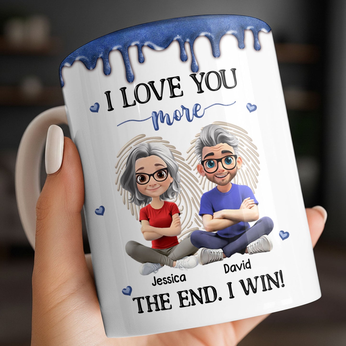 I Love You More, The End I Win, Cartoon Couple - Personalized Custom Coffee Mug - CPL1231_MG