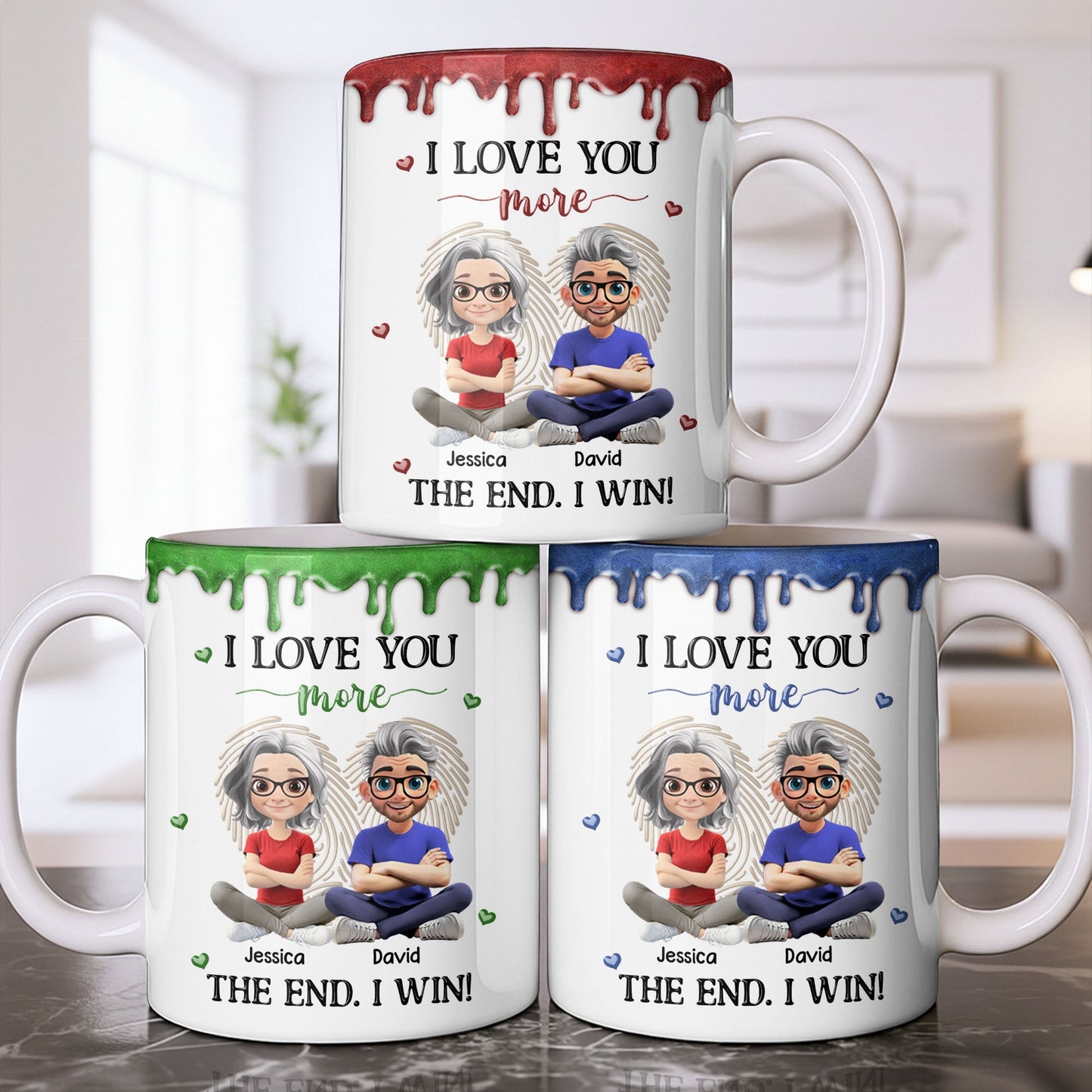 I Love You More, The End I Win, Cartoon Couple - Personalized Custom Coffee Mug - CPL1231_MG