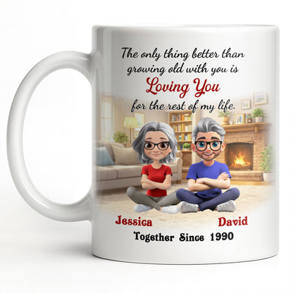 Loving You For The Rest Of My Life, Animated Couple By Fireplace - Personalized Custom Coffee Mug - CPL1266_MG
