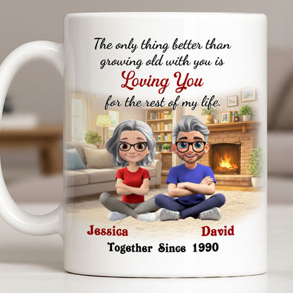 Loving You For The Rest Of My Life, Animated Couple By Fireplace - Personalized Custom Coffee Mug - CPL1266_MG