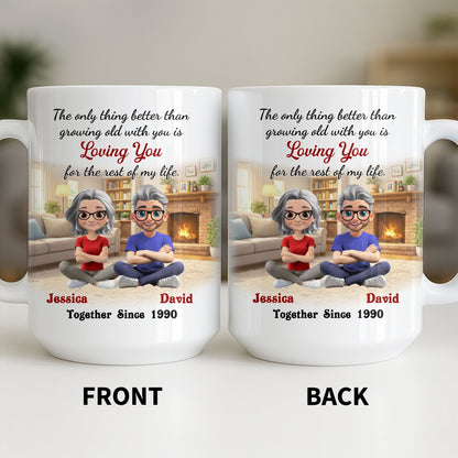 Loving You For The Rest Of My Life, Animated Couple By Fireplace - Personalized Custom Coffee Mug - CPL1266_MG