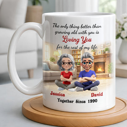 Loving You For The Rest Of My Life, Animated Couple By Fireplace - Personalized Custom Coffee Mug - CPL1266_MG