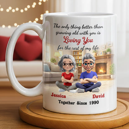 Loving You For The Rest Of My Life, Animated Couple By Fireplace - Personalized Custom Coffee Mug - CPL1266_MG