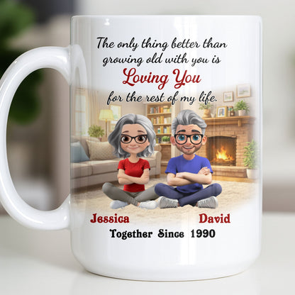 Loving You For The Rest Of My Life, Animated Couple By Fireplace - Personalized Custom Coffee Mug - CPL1266_MG