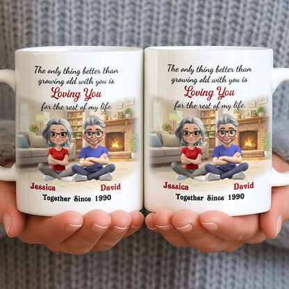 Loving You For The Rest Of My Life, Animated Couple By Fireplace - Personalized Custom Coffee Mug - CPL1266_MG