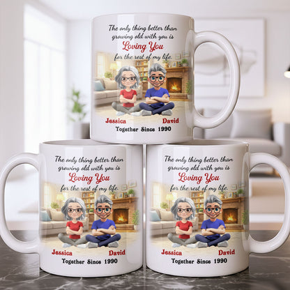 Loving You For The Rest Of My Life, Animated Couple By Fireplace - Personalized Custom Coffee Mug - CPL1266_MG