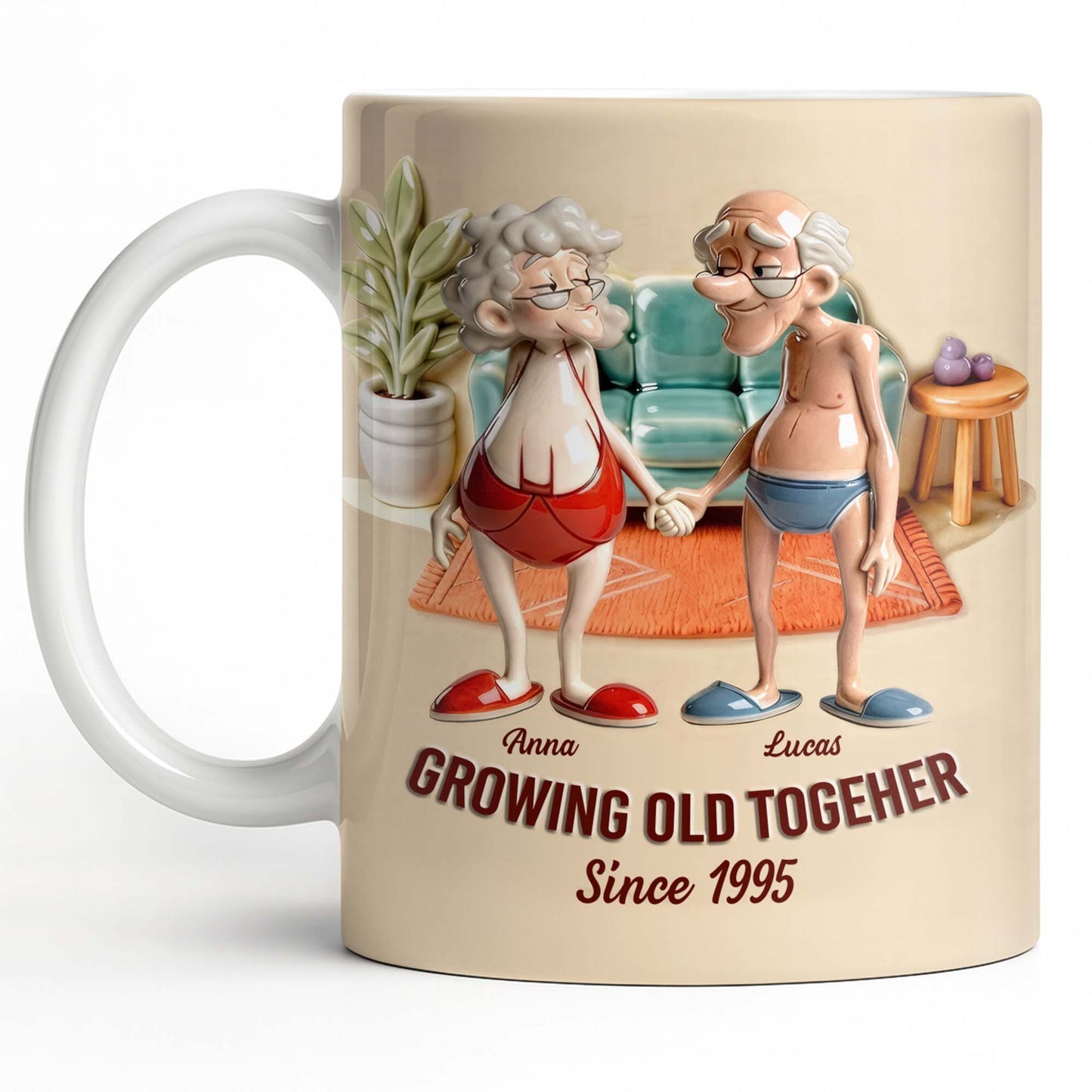 Growing Old Together, Elderly Couple Design - Personalized Custom Coffee Mug - CPL1269_MG