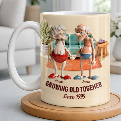 Growing Old Together, Elderly Couple Design - Personalized Custom Coffee Mug - CPL1269_MG