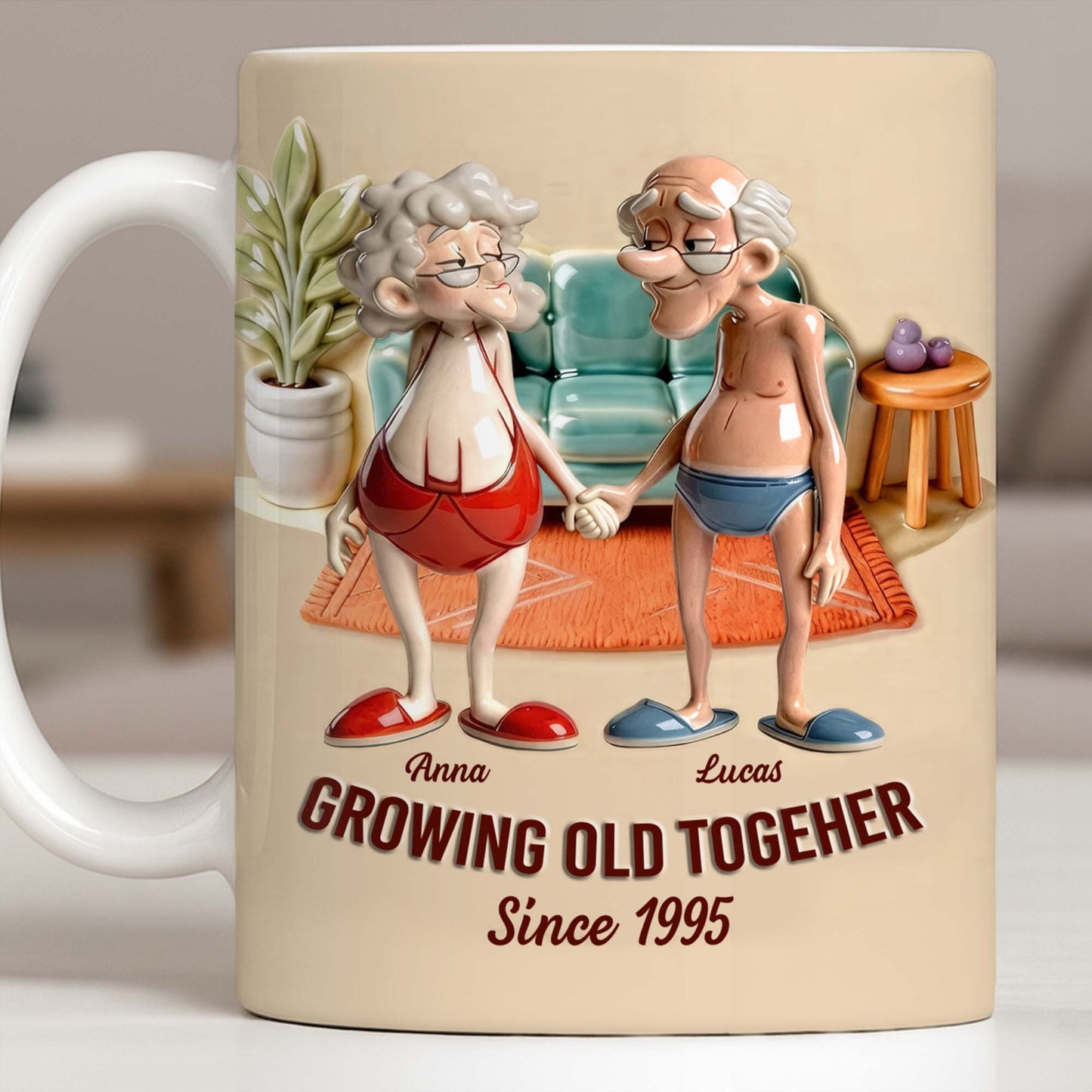 Growing Old Together, Elderly Couple Design - Personalized Custom Coffee Mug - CPL1269_MG