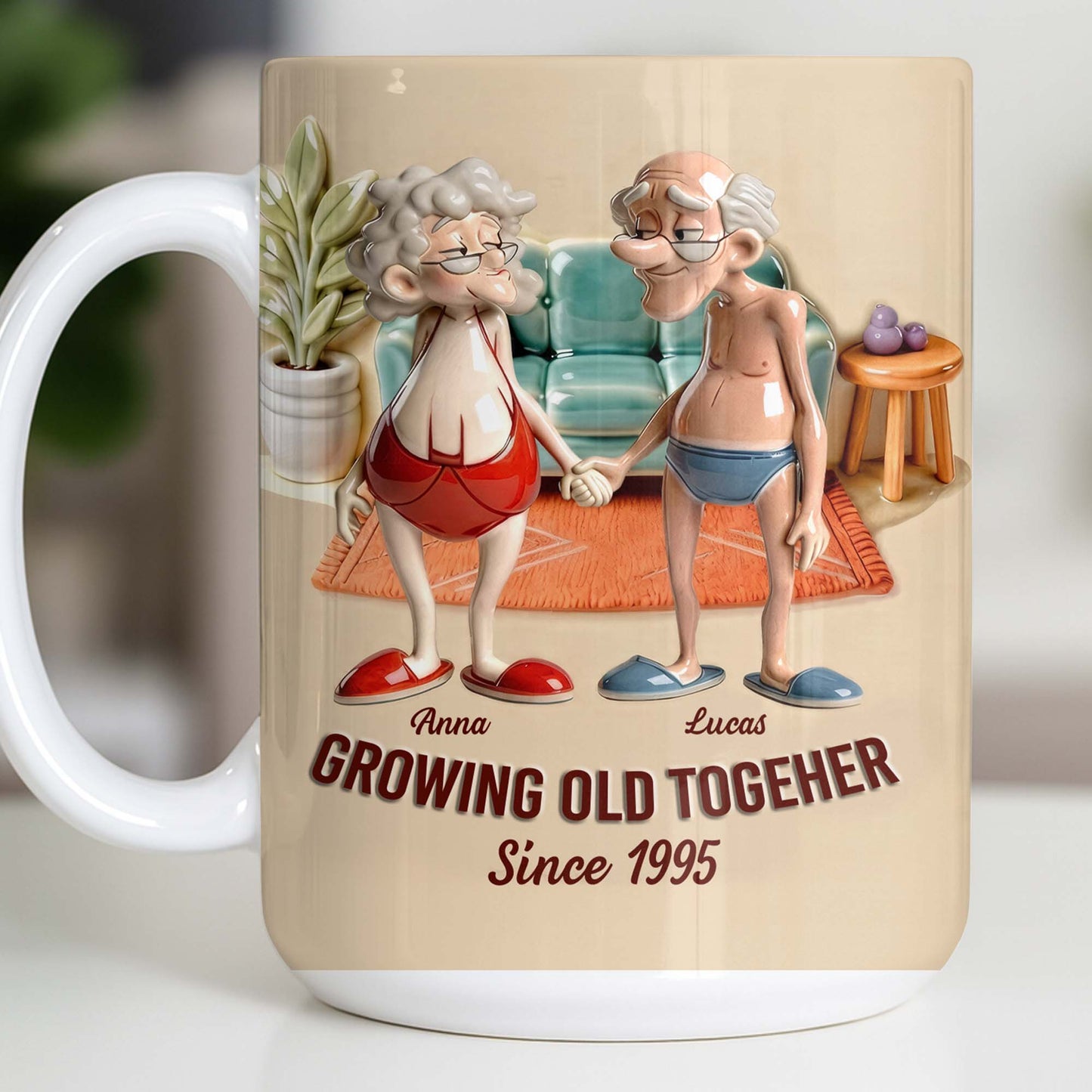 Growing Old Together, Elderly Couple Design - Personalized Custom Coffee Mug - CPL1269_MG