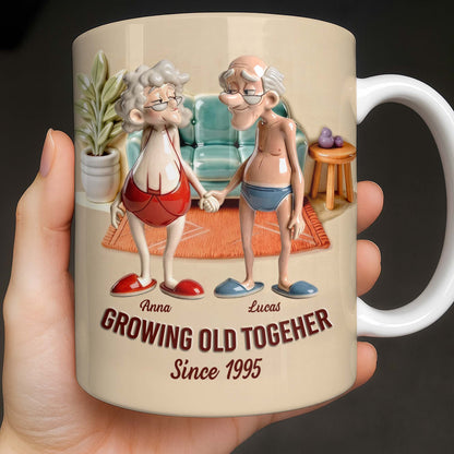 Growing Old Together, Elderly Couple Design - Personalized Custom Coffee Mug - CPL1269_MG