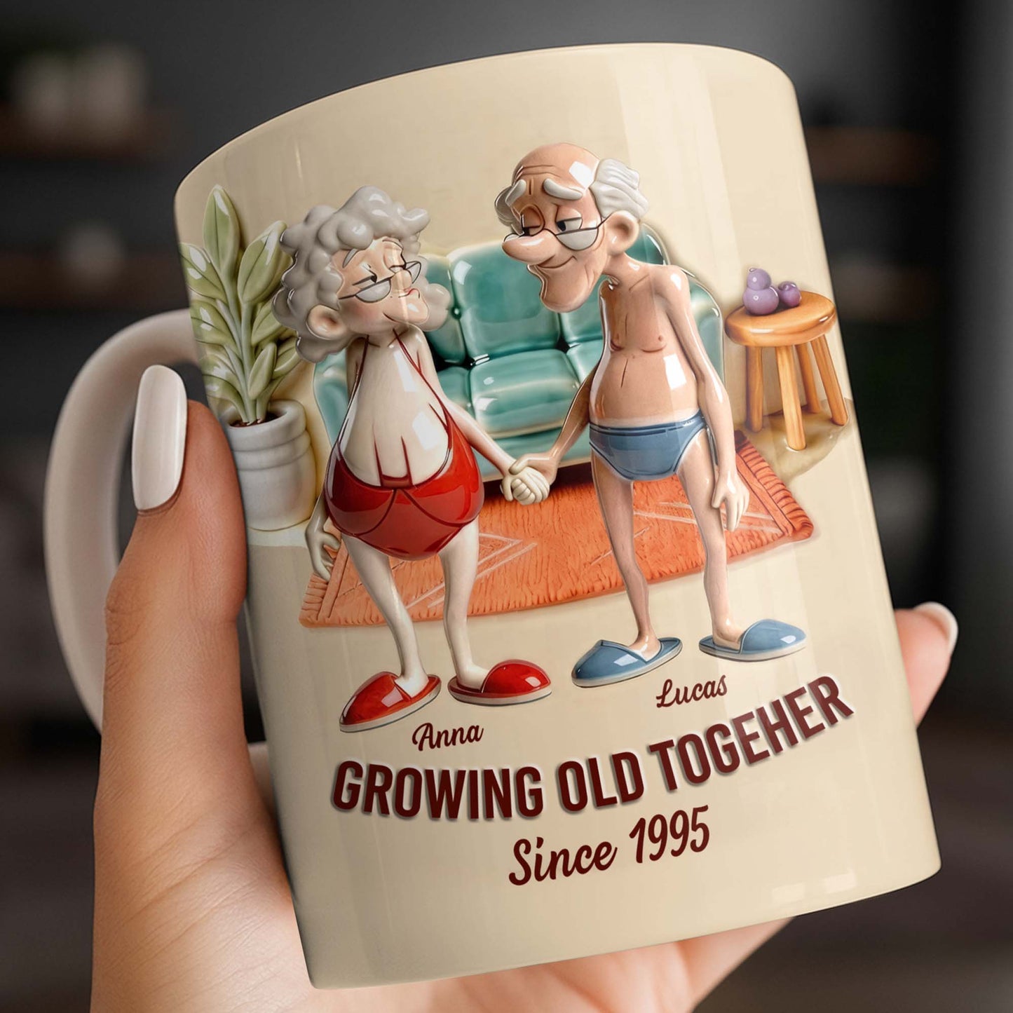 Growing Old Together, Elderly Couple Design - Personalized Custom Coffee Mug - CPL1269_MG