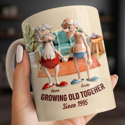 Growing Old Together, Elderly Couple Design - Personalized Custom Coffee Mug - CPL1269_MG