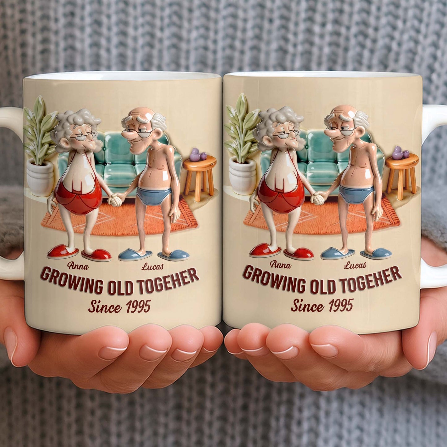 Growing Old Together, Elderly Couple Design - Personalized Custom Coffee Mug - CPL1269_MG