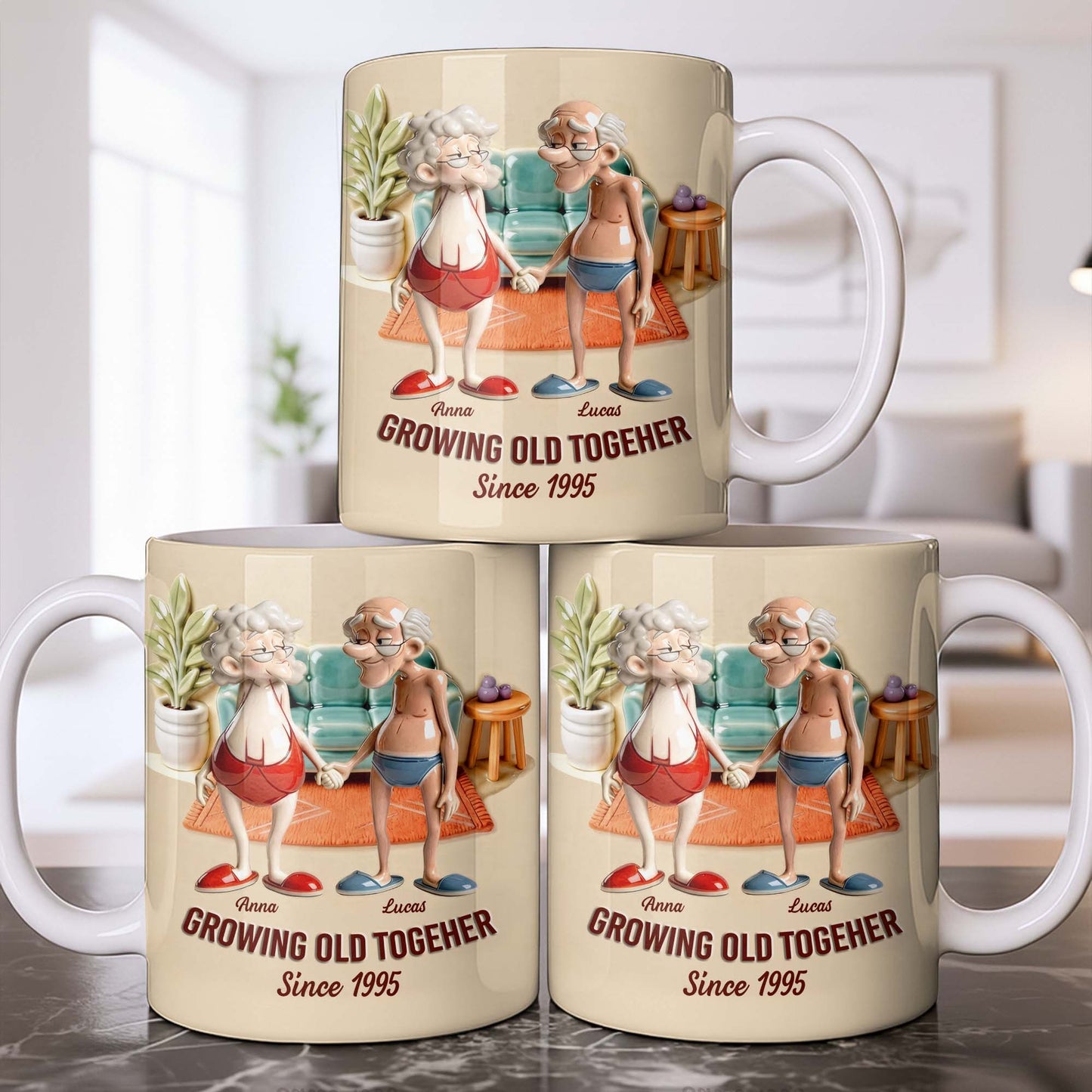 Growing Old Together, Elderly Couple Design - Personalized Custom Coffee Mug - CPL1269_MG