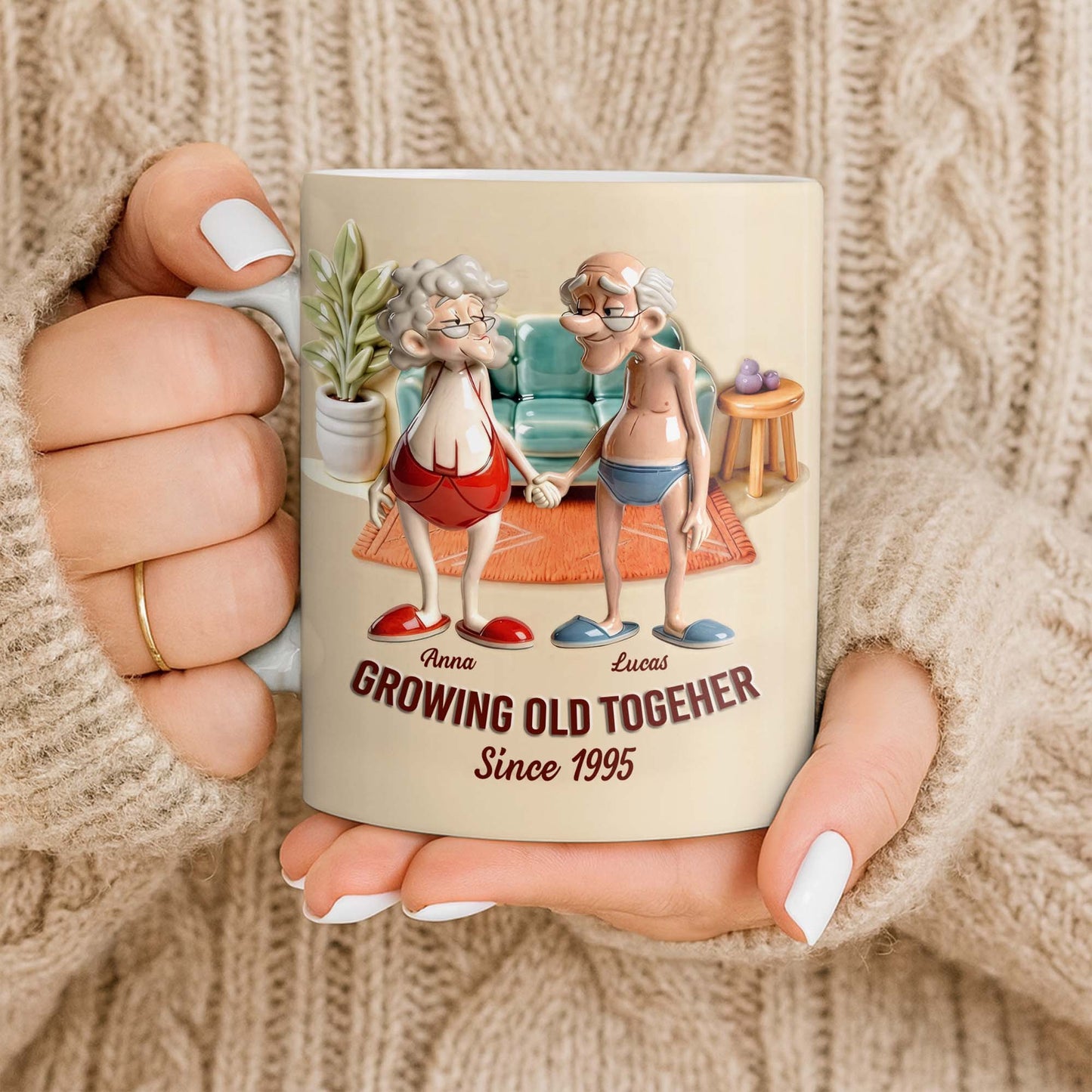 Growing Old Together, Elderly Couple Design - Personalized Custom Coffee Mug - CPL1269_MG