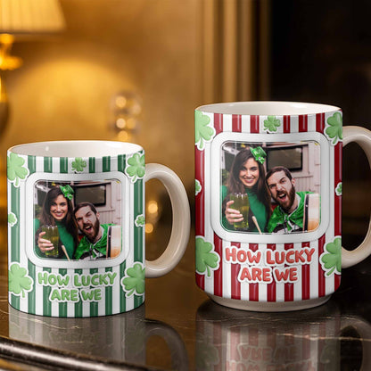 How Lucky Are We With Shamrocks And Stripes Design - Personalized Custom Coffee Mug - CPL1270_MG