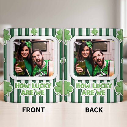 How Lucky Are We With Shamrocks And Stripes Design - Personalized Custom Coffee Mug - CPL1270_MG