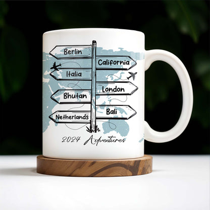 Adventuring Together Unforgettable Memories World Map Design - Personalized Custom Coffee Mug - CPL127_MG