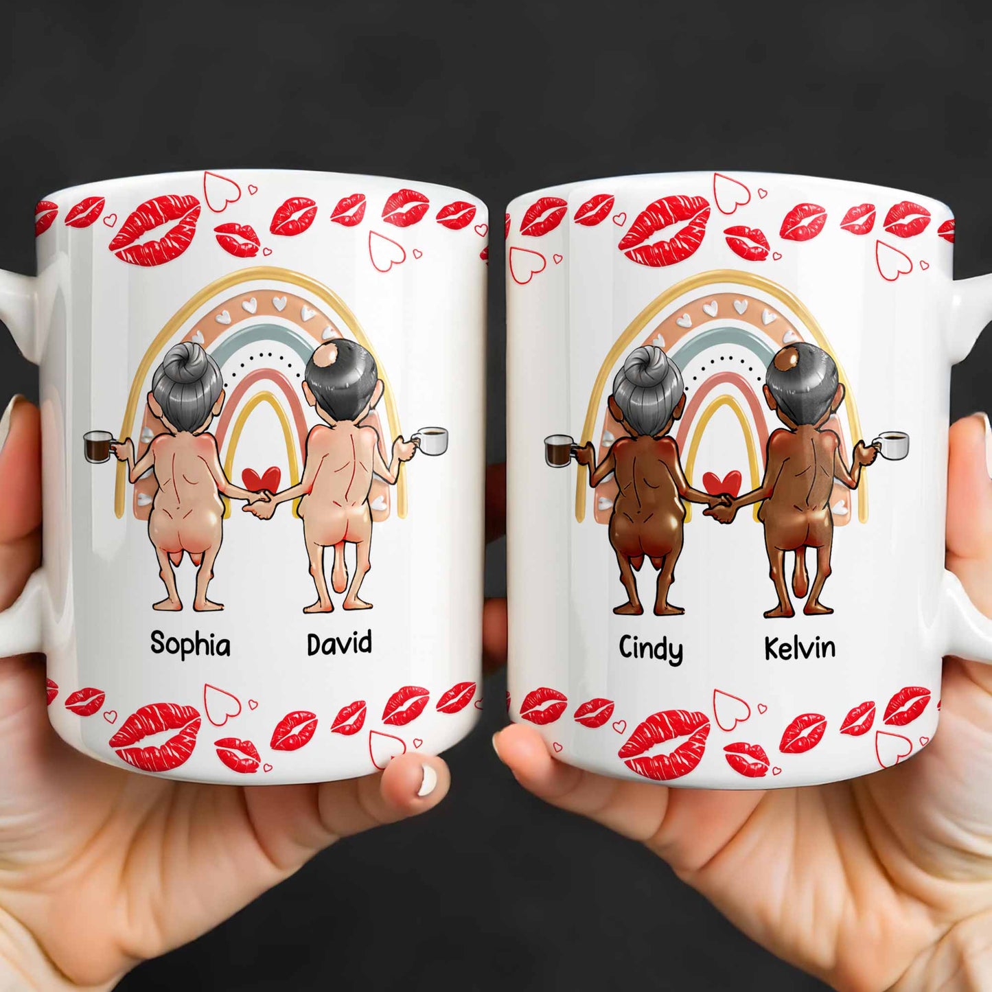 Customizable Names With Cheerful Emojis And Love Symbols - Personalized Custom Coffee Mug - CPL1280_MG