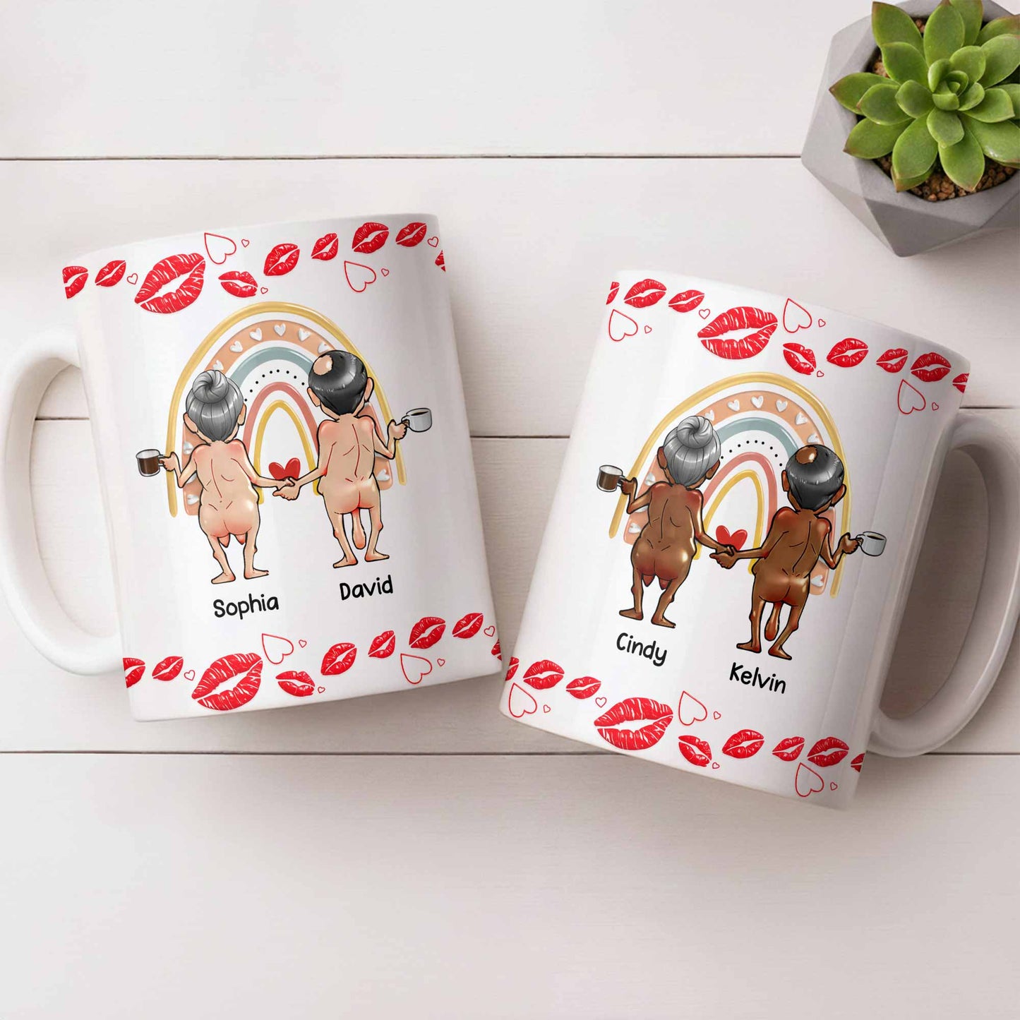 Customizable Names With Cheerful Emojis And Love Symbols - Personalized Custom Coffee Mug - CPL1280_MG