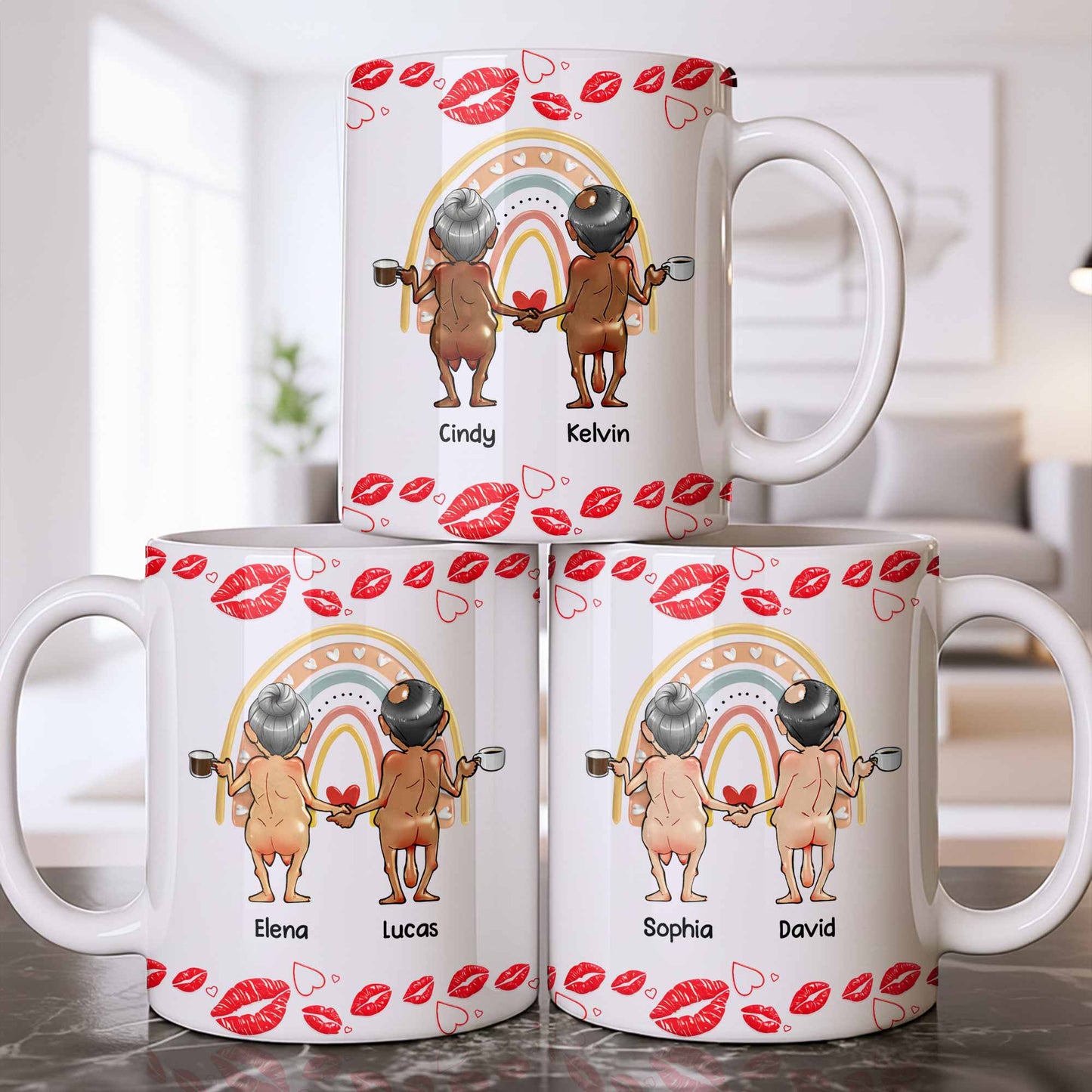 Customizable Names With Cheerful Emojis And Love Symbols - Personalized Custom Coffee Mug - CPL1280_MG