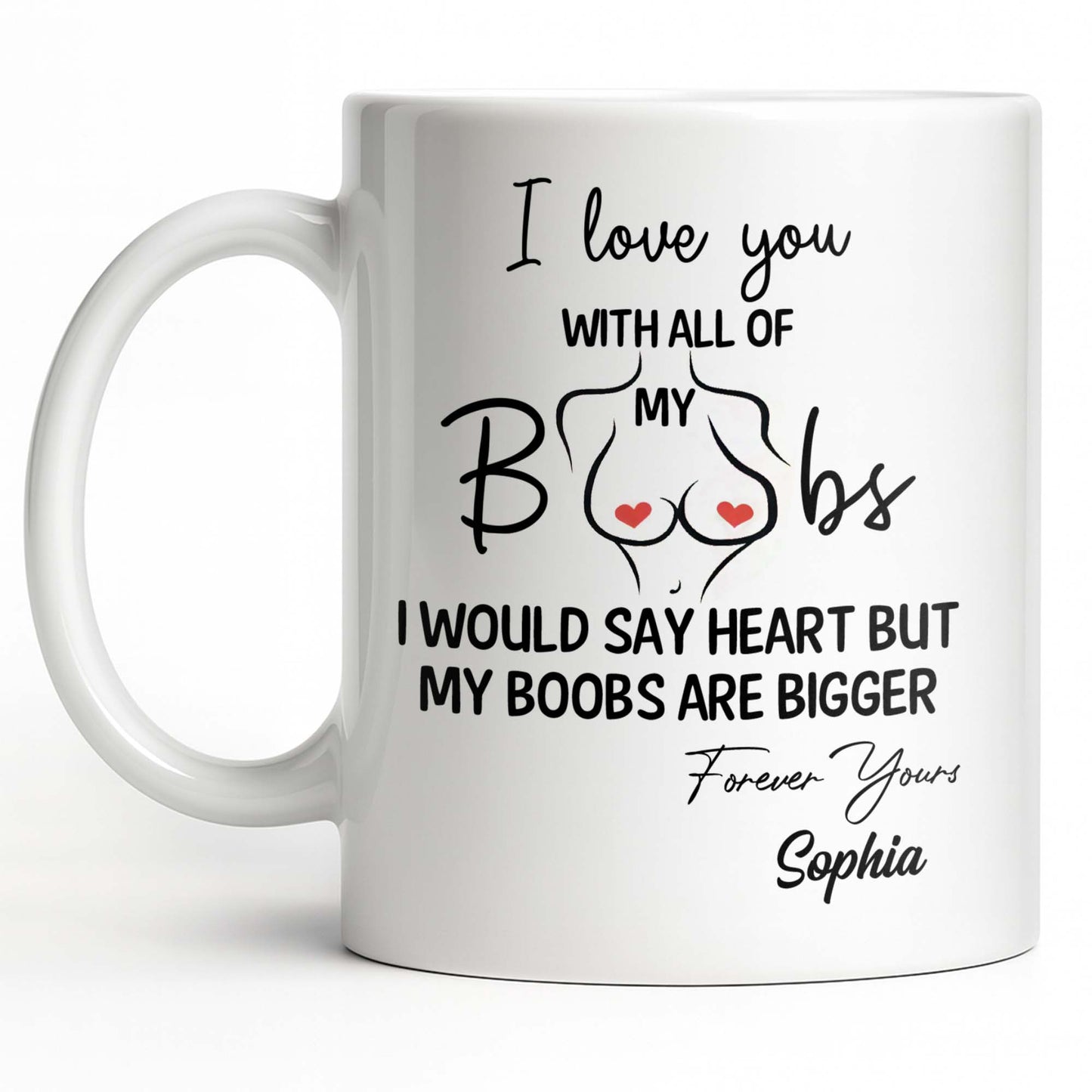 I Love You With All Of My Heart, Woman Figure and Heart Design - Personalized Custom Coffee Mug - CPL1287_MG