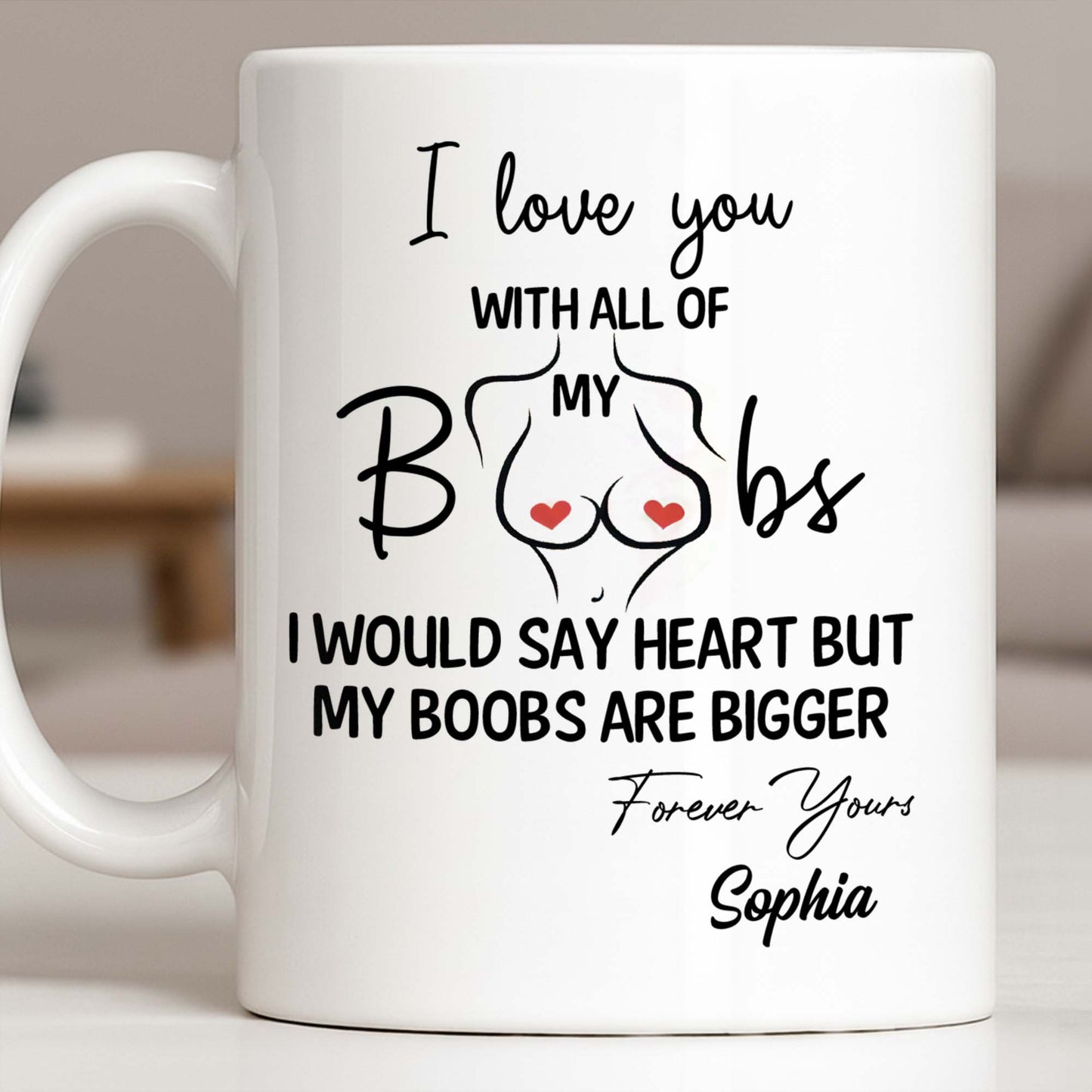 I Love You With All Of My Heart, Woman Figure and Heart Design - Personalized Custom Coffee Mug - CPL1287_MG