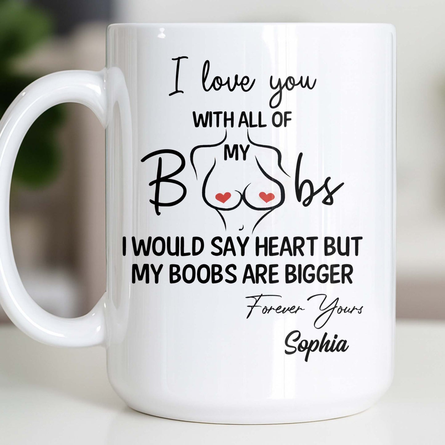 I Love You With All Of My Heart, Woman Figure and Heart Design - Personalized Custom Coffee Mug - CPL1287_MG