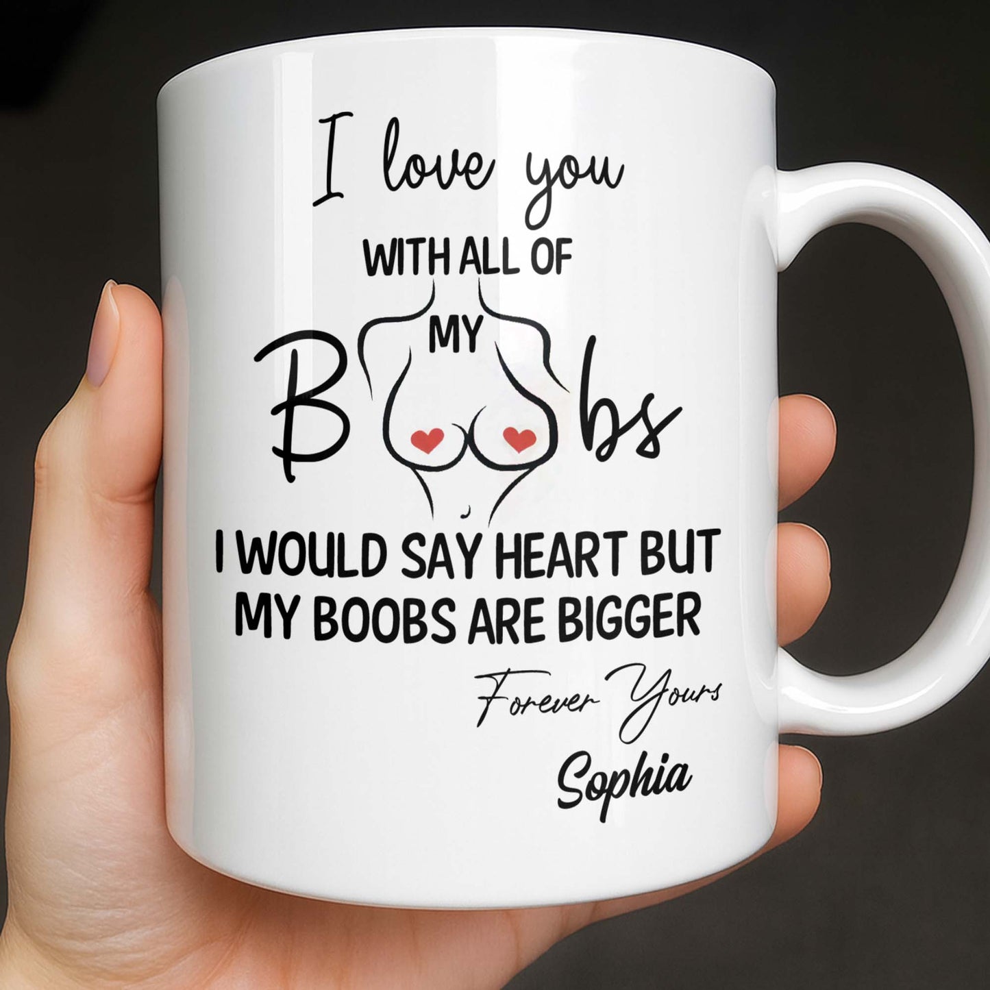 I Love You With All Of My Heart, Woman Figure and Heart Design - Personalized Custom Coffee Mug - CPL1287_MG