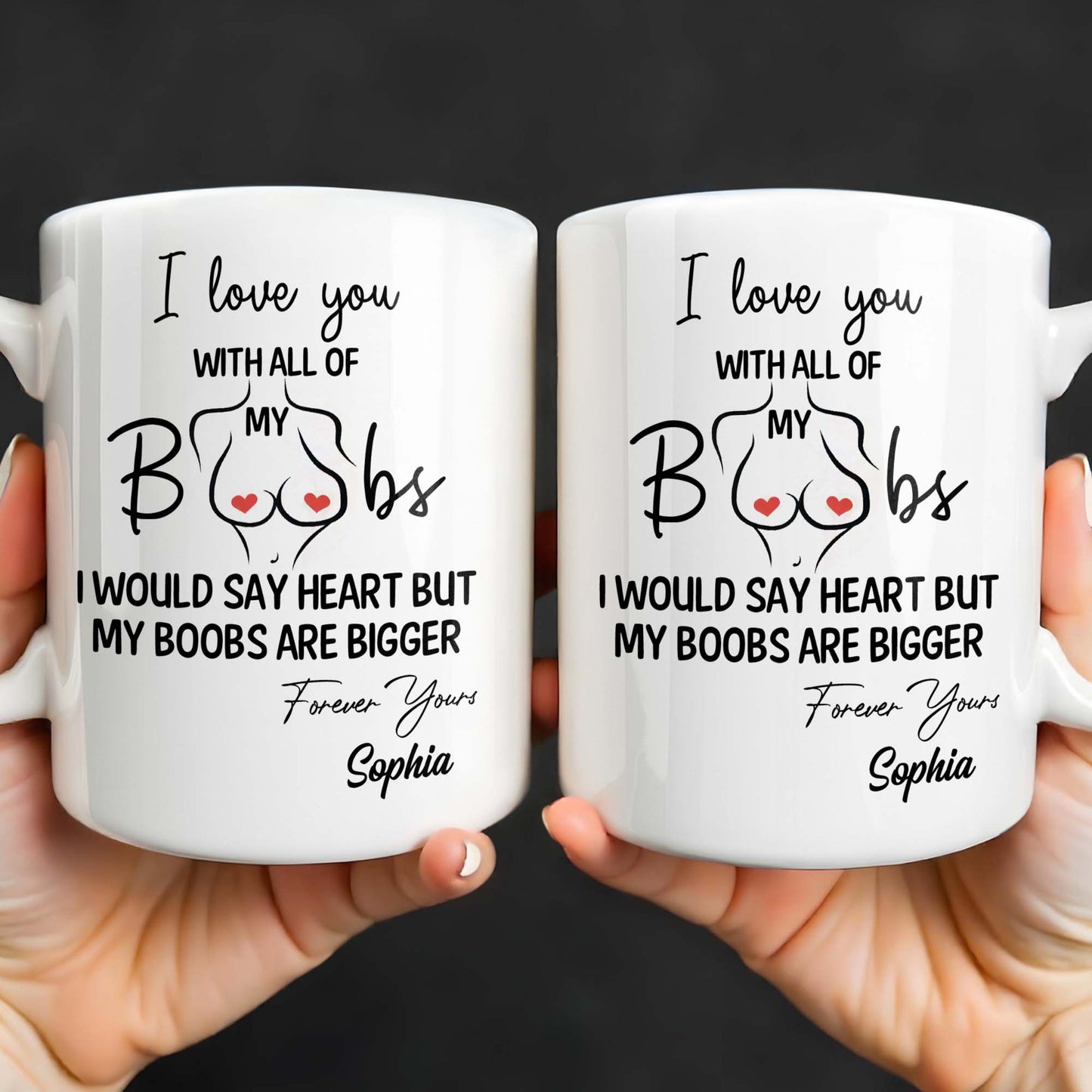 I Love You With All Of My Heart, Woman Figure and Heart Design - Personalized Custom Coffee Mug - CPL1287_MG