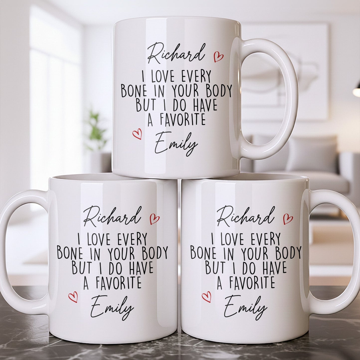 I Love Every Bone In Your Body, Favorite Hearts Design - Personalized Custom Coffee Mug - CPL1294_MG