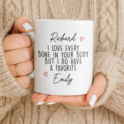 I Love Every Bone In Your Body, Favorite Hearts Design - Personalized Custom Coffee Mug - CPL1294_MG