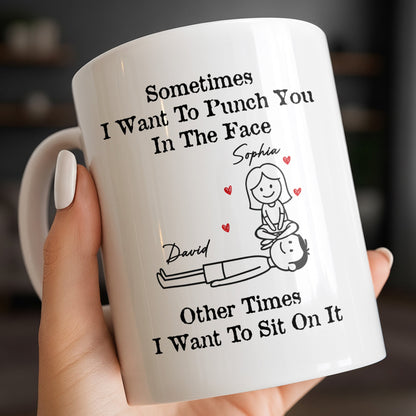 Sometimes I Want To Punch You, Couple And Hearts Design - Personalized Custom Coffee Mug - CPL1295_MG