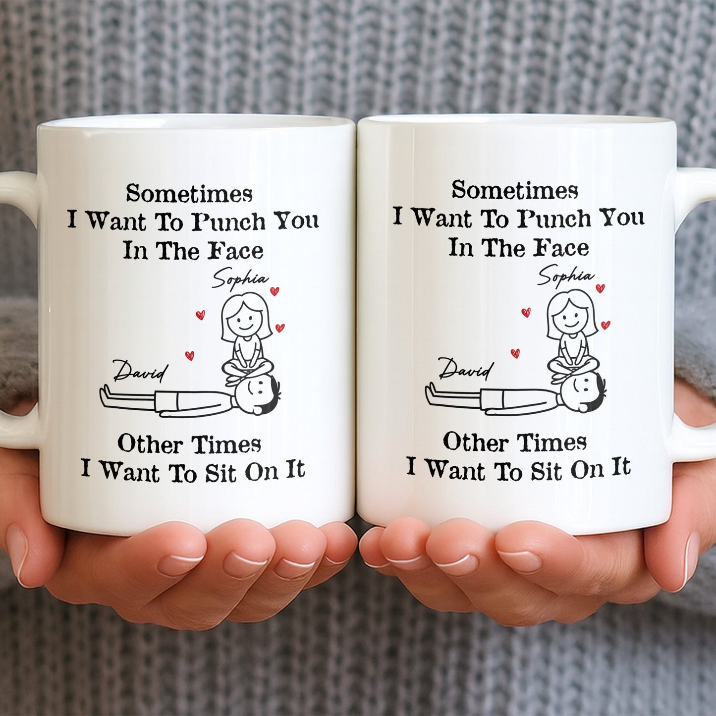 Sometimes I Want To Punch You, Couple And Hearts Design - Personalized Custom Coffee Mug - CPL1295_MG