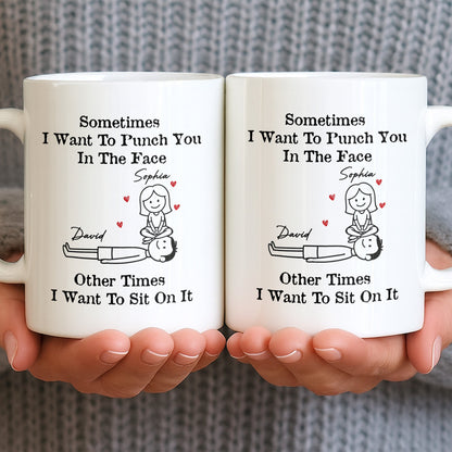 Sometimes I Want To Punch You, Couple And Hearts Design - Personalized Custom Coffee Mug - CPL1295_MG