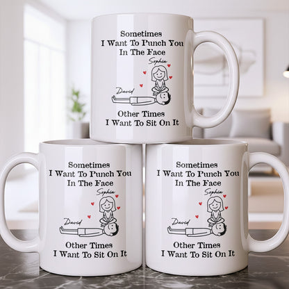 Sometimes I Want To Punch You, Couple And Hearts Design - Personalized Custom Coffee Mug - CPL1295_MG