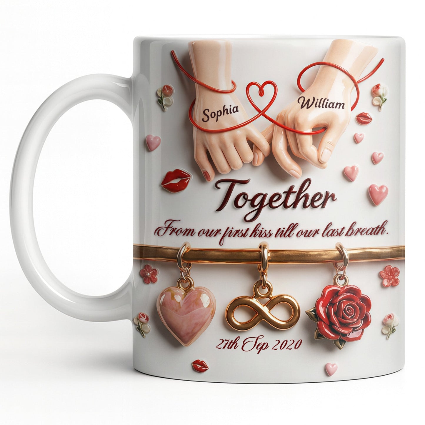 Together From Our First Kiss Infinity Symbol And Rose - Personalized Custom Coffee Mug - CPL1304_MG