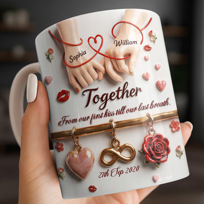 Together From Our First Kiss Infinity Symbol And Rose - Personalized Custom Coffee Mug - CPL1304_MG