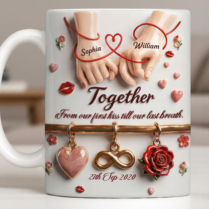 Together From Our First Kiss Infinity Symbol And Rose - Personalized Custom Coffee Mug - CPL1304_MG