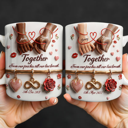 Together From Our First Kiss Infinity Symbol And Rose - Personalized Custom Coffee Mug - CPL1304_MG