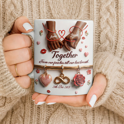 Together From Our First Kiss Infinity Symbol And Rose - Personalized Custom Coffee Mug - CPL1304_MG