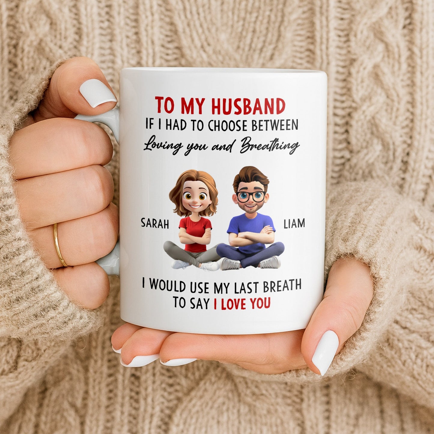 To My Husband, Loving You Over Breathing - Personalized Custom Coffee Mug - CPL1313_MG
