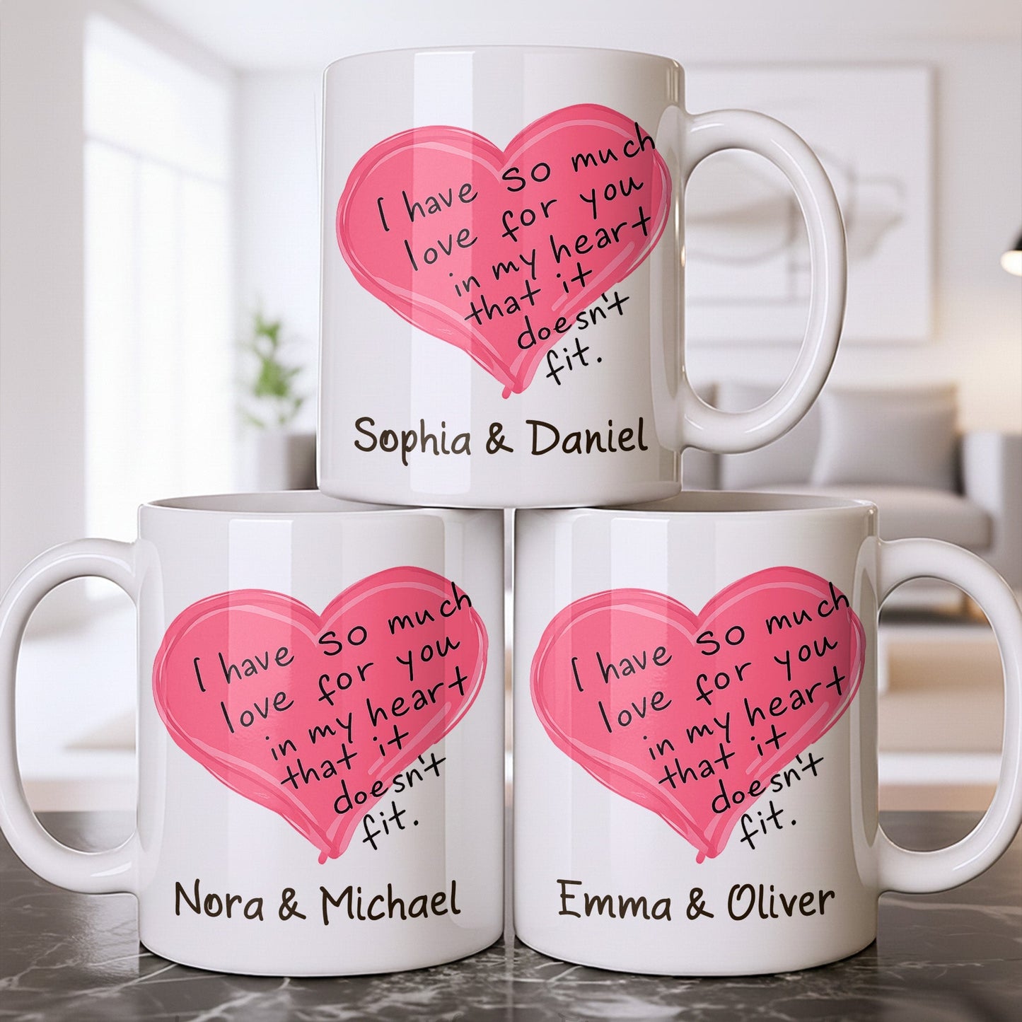 So Much Love In My Heart That It Doesn't Fit - Personalized Custom Coffee Mug - CPL1315_MG