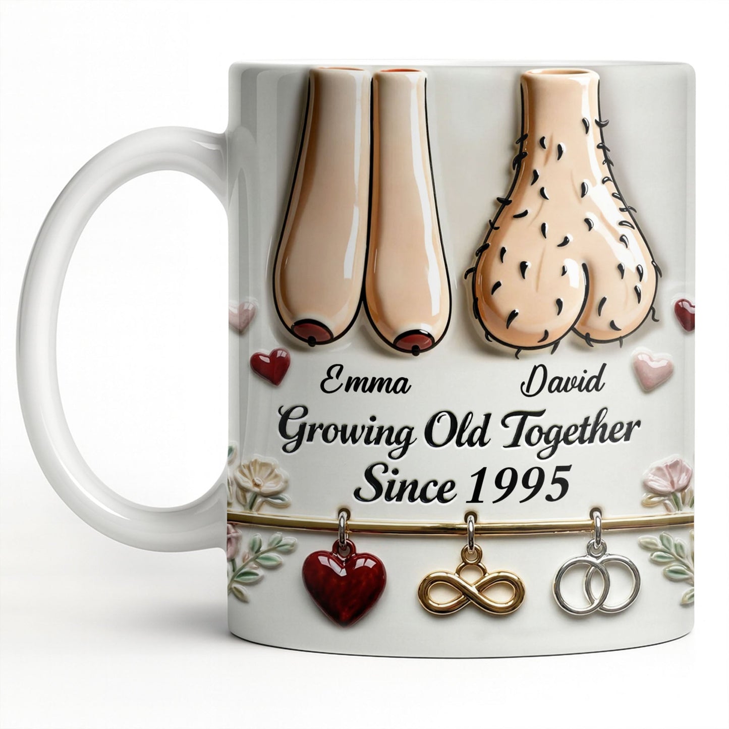 Growing Old Together With Hearts And Symbols - Personalized Custom Coffee Mug - CPL1317_MG