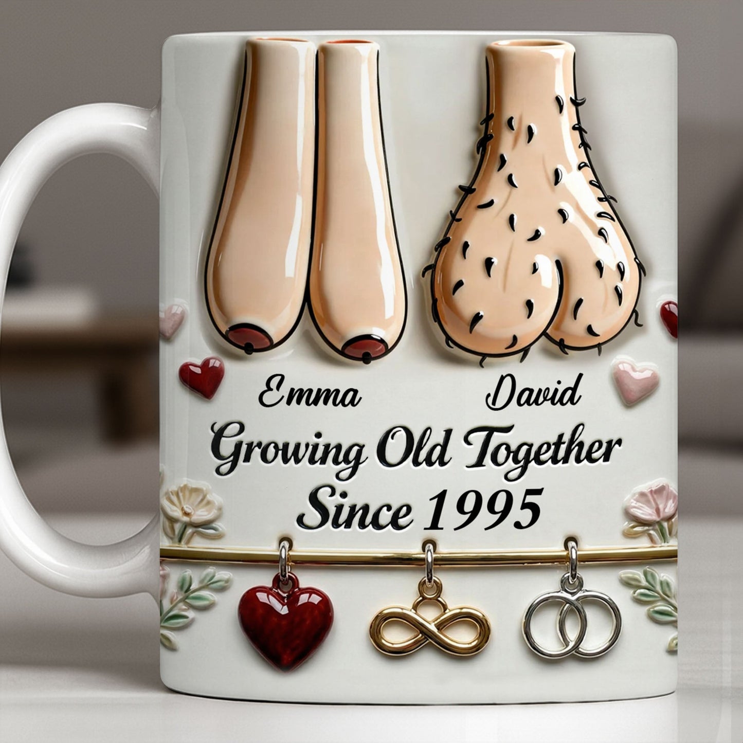 Growing Old Together With Hearts And Symbols - Personalized Custom Coffee Mug - CPL1317_MG