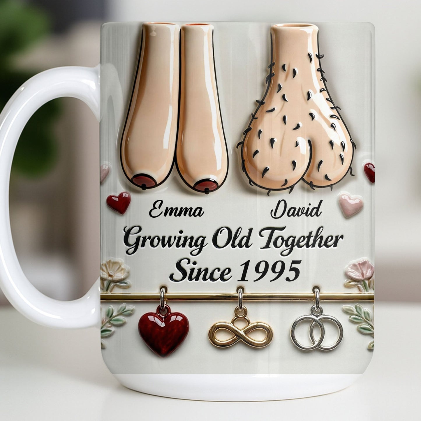 Growing Old Together With Hearts And Symbols - Personalized Custom Coffee Mug - CPL1317_MG